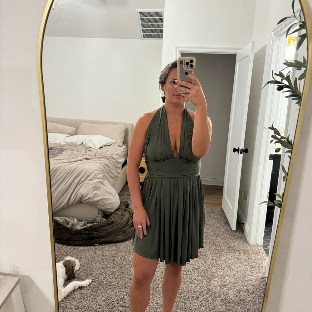 Green mini dress